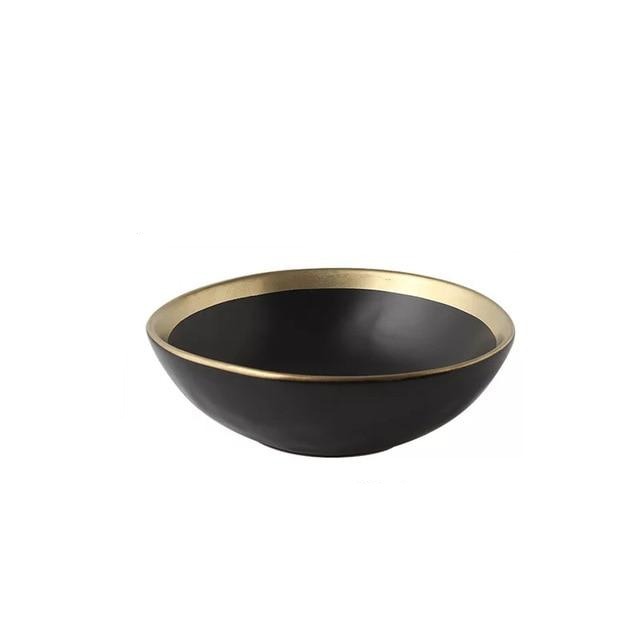 European Gold Ceramic Bowl and Plate