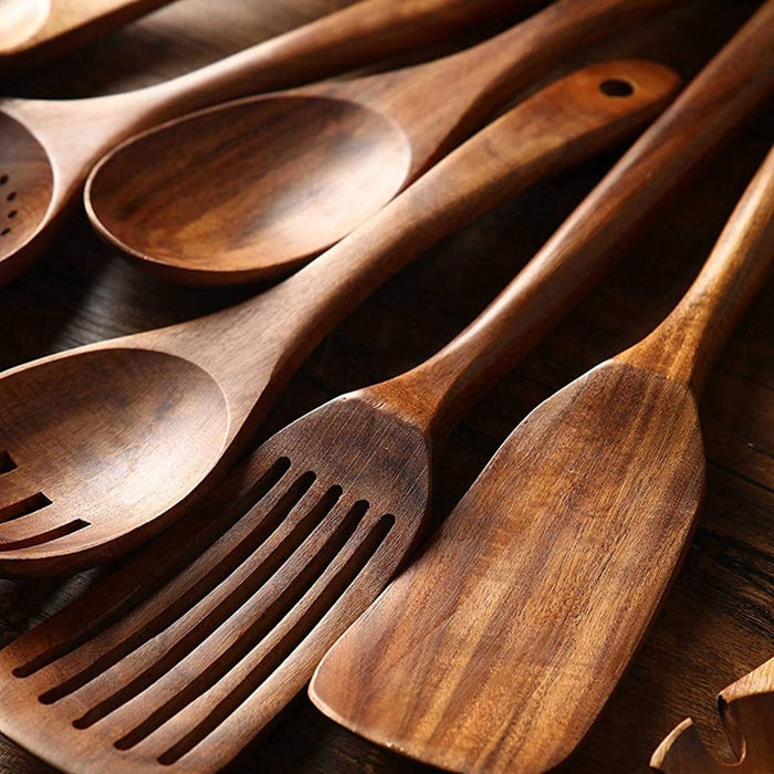 Natural Wood Tableware Kitchen Utensils Set