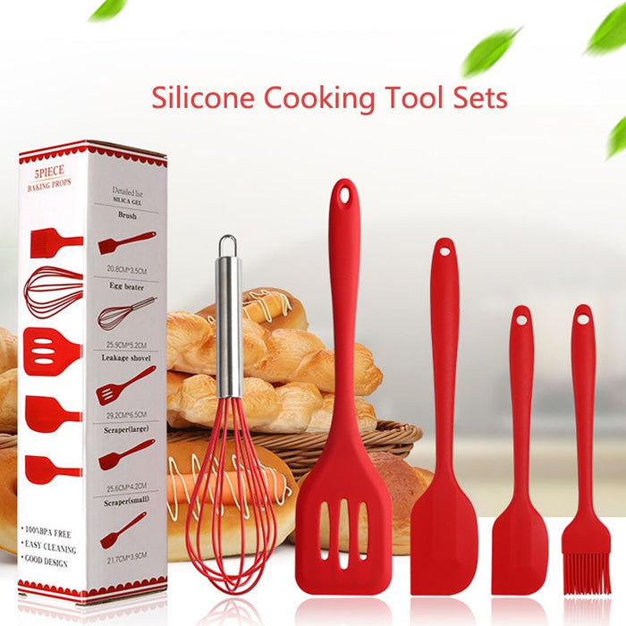 5 pcs Silicone Heat resistant Non-stick Spatula tools