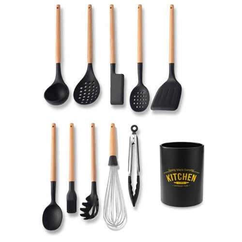 Silicone Cooking Utensils Set with Container