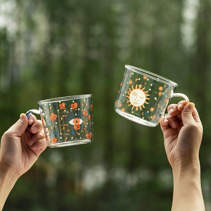 Sun-Eye Pattern 500ml Glass Mug