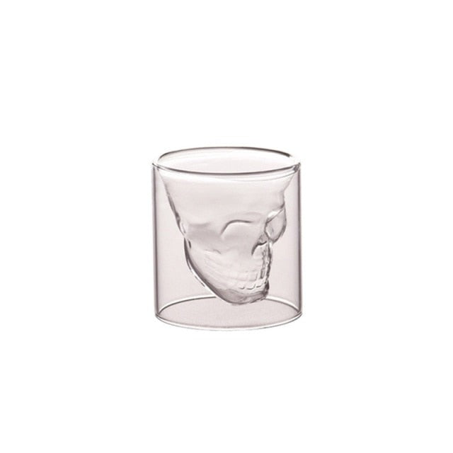 Skull-Design Transparent Double Glass Mug
