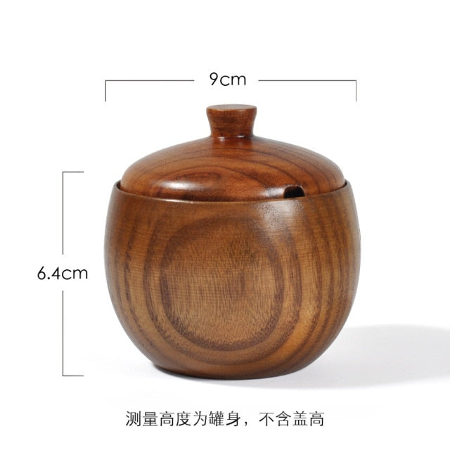 Solid Wood Seasoning Storage Pot