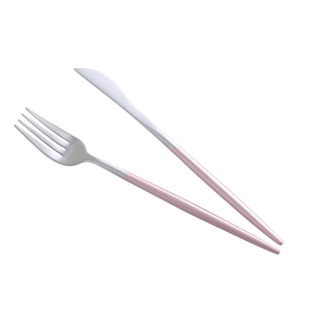 Pink & Silver Cutlery Set