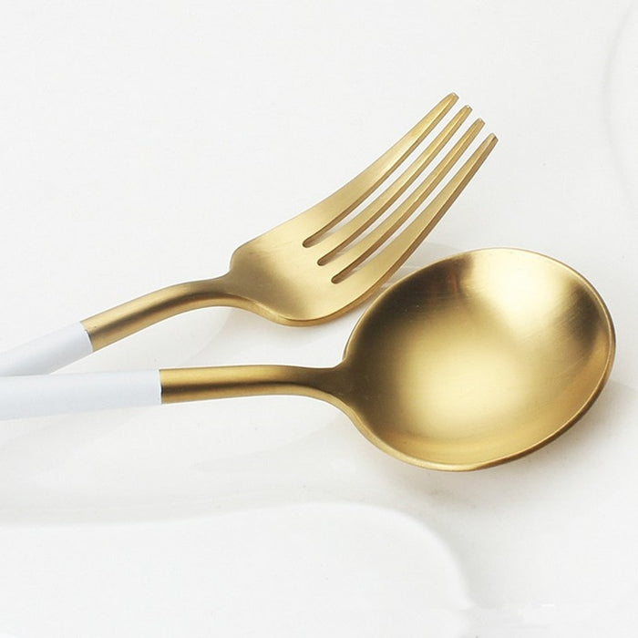 White & Gold Cutlery Flatware Set