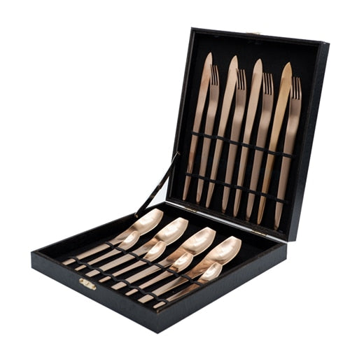 Matte Golden Stainless Steel Cutlery Set