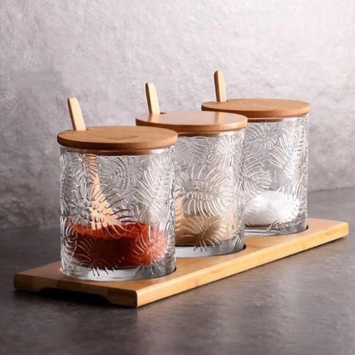 Nordic Style Glass Seasoning 3Pc Jar Set